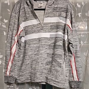 Pink Victoria's Secret Gray Striped Hoodie